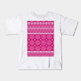 African Ethnic Tribal Hot Pink  and Gold Pattern Kids T-Shirt